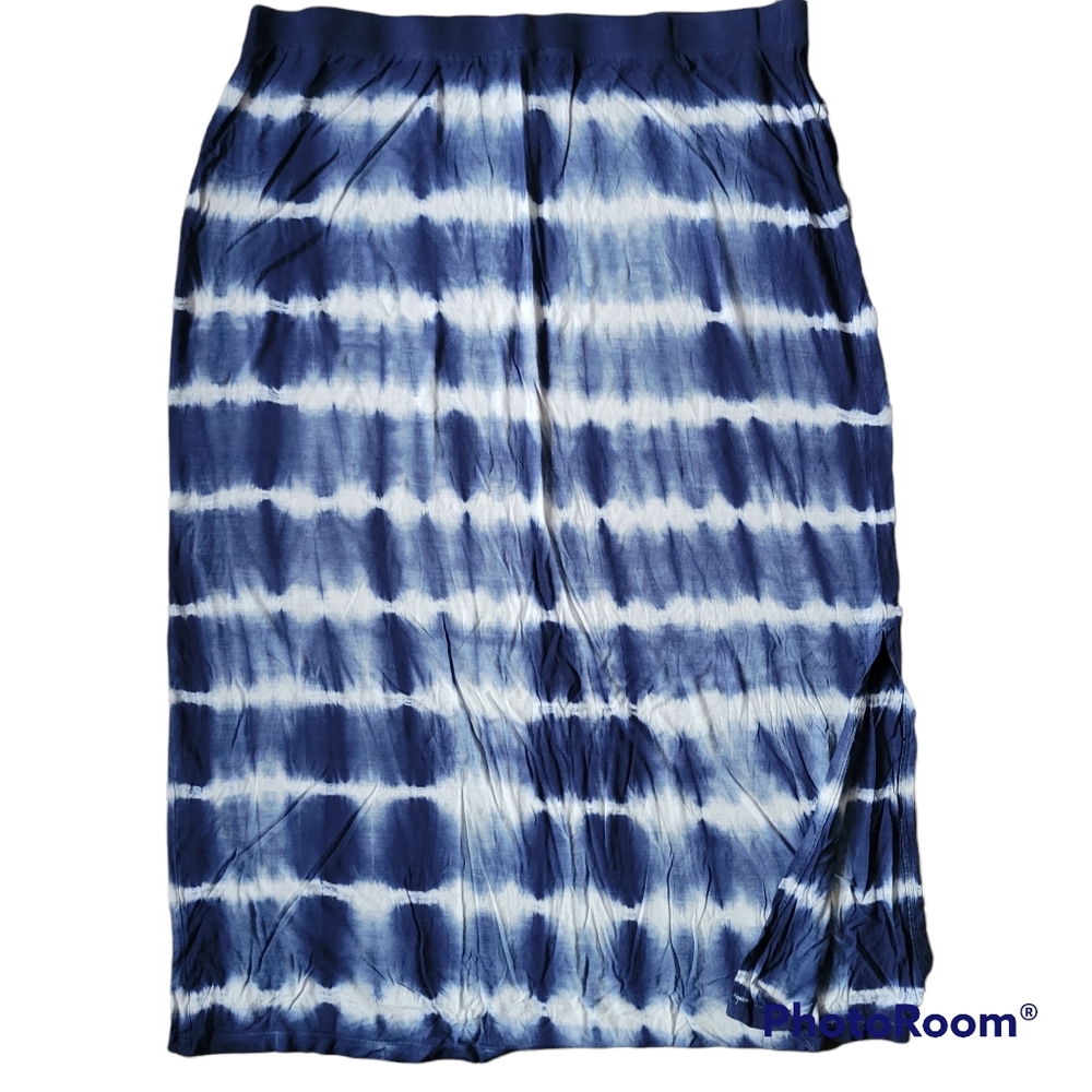 Gloria Vanderbilt Navy tie dye Maxi Skirt Sz Xl long modest   #15